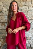 Santos Cushion Cotton Heathcliff Blouse Sangria